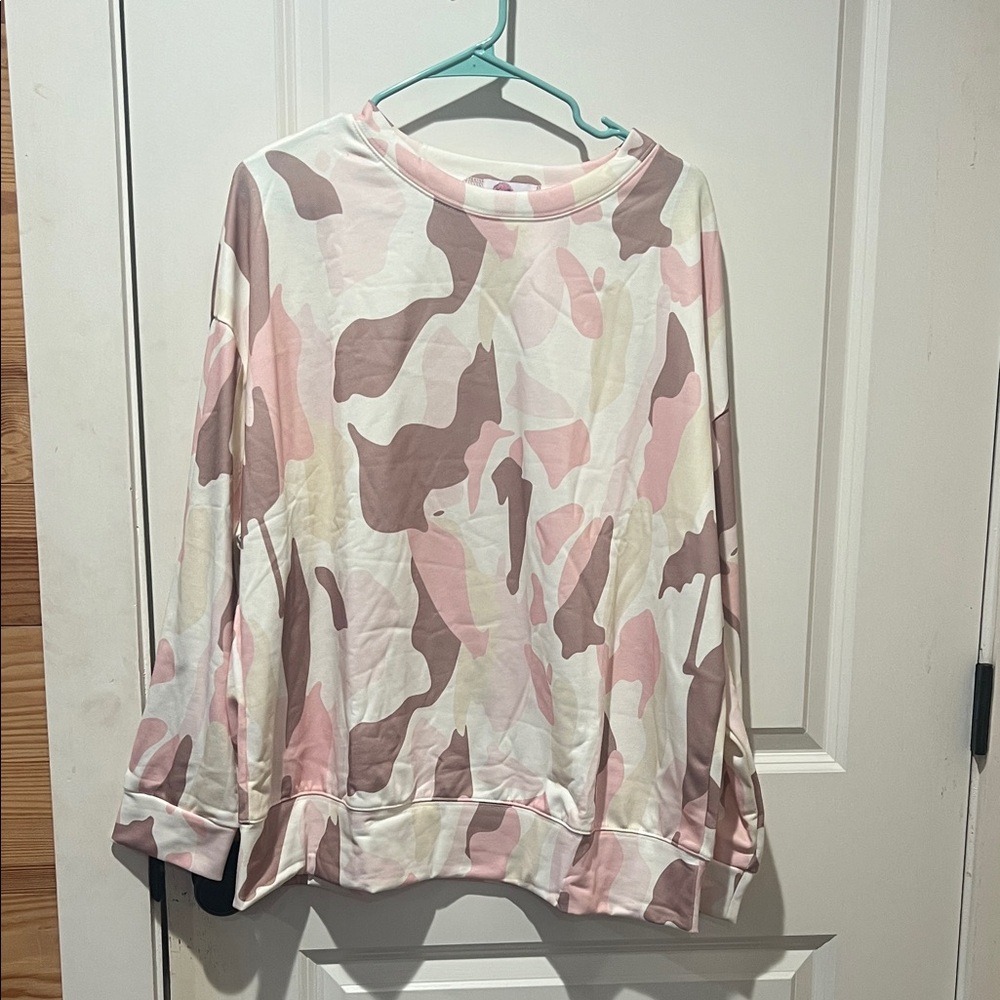Pink and Cream Camouflage Sweatshirt